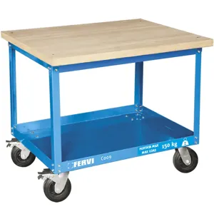 FERVI C009 Cart, With Wooden Shelf, 150 kg Capacity | CF3RTZ