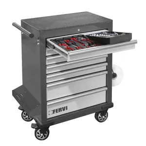 FERVI C960/BE01 Tool Rolling Cabinet, With Tools, 890 x 475 x 1015 mm Dimension, 67 pcs. | CF3RFG