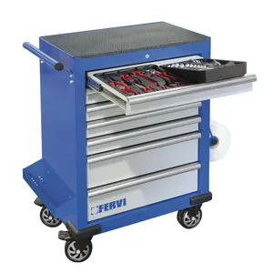 FERVI C960/CC01 Tool Rolling Cabinet, With Tools, 890 x 475 x 1015 mm Dimension, 159 pcs. | CF3RFH