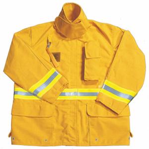 FIRE-DEX FS1J0592 Outdoor-Mantel, 2XL, Gelb, 54 Zoll, passend für Brustumfang, 32 Zoll Länge, Reißverschluss/Klettverschluss | CR3APD 13A332