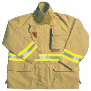 FIRE-DEX FS1J05SL Turnout Coat, L, Tan, 46 Inch Fits Chest Size, 32 Inch Length, Zipper/Hook-And-Loop | CR3APT 13A354