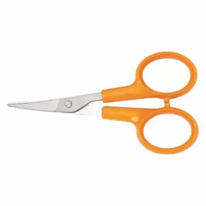 FISKARS 198080-1005 Curved Scissors, Ambidextrous, 4 Inch Overall Lg, Curved, Stainless Steel, Pointed, Orange | CP6AHQ 45ND54