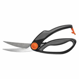 FISKARS 510011-1005 Shears, Right-Hand, 9 Inch Length, Serrated, Stainless Steel, Pointed, Black/Gray | CP6AHY 45ND52