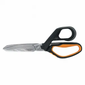 FISKARS 710140-1002 Scissors, Ambidextrous, 8 Inch Length, Serrated, Stainless Steel, Blunt, Black/Orange | CP6AHU 425X88