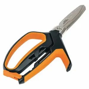 FISKARS 710160-1002 Shears, Ambidextrous, 10 Inch Length, Serrated, Stainless Steel, Blunt, Black/Orange | CP6AHW 425X90