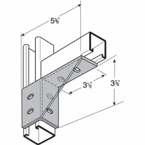 FLEX-STRUT FS-5526 E/G Wing Connector, Tree-Way, 6 Holes, 9/16 Inch Hole Dia, Steel | CP6BEL 253R25