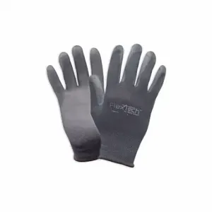 FLEXTECH Y9277L Coated Glove, Polyurethane, L, Gray, PR | CP6BFG 33TW22