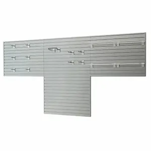 FLOW WALL FWS-4812-12SB2 Slatwall Kit, 96 x 3/4 x 36 Inch Size, 12 Panels, Pvc, Silver, 11 Hooks, 0 Bins | CP6CCZ 35DT17