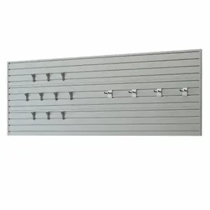 FLOW WALL FWS-4812-6SB11 Slatwall Kit, 96 x 3/4 x 36 Inch Size, 6 Panels, Pvc, Silver, 14 Hooks, 0 Bins | CP6CCV 35DT08