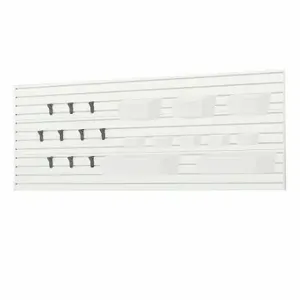 FLOW WALL FWS-4812-6WB14 Slatwall Kit, 96 x 3/4 x 36 Inch Size, 6 Panels, Pvc, White, 10 Hooks, 10 Bins | CP6CCX 35DT28