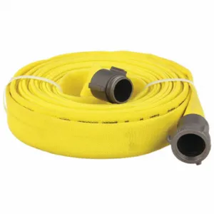 FOREST LITE G55H15FY100P Fire Hose, Single Jacket, 100 ft Hose Length, Yellow, 1 1/2 Inch Hose Inside Dia | CP6EMX 462D82