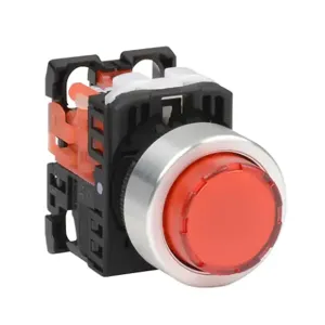 FUJI ELECTRIC AR22E0L-01E3RZA Pushbutton, 22mm, Momentary, LED Illuminated, 1 N.C. Contact, Plastic Base, Metal Bezel | CV6VBN