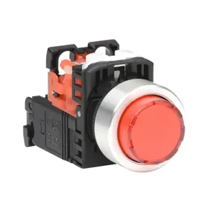 FUJI ELECTRIC AR22E0L-01L3RZA Pushbutton, 22mm, Momentary, LED Illuminated, 1 N.C. Contact, Plastic Base, Metal Bezel | CV6VBP