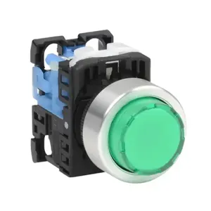 FUJI ELECTRIC AR22E0L-10E3GZA Pushbutton, 22mm, Momentary, LED Illuminated, 1 N.O. Contact, Plastic Base, Metal Bezel | CV6VBQ