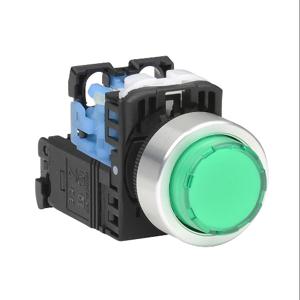 FUJI ELECTRIC AR22E0L-10L3GZA Pushbutton, 22mm, Momentary, LED Illuminated, 1 N.O. Contact, Plastic Base, Metal Bezel | CV6VBV