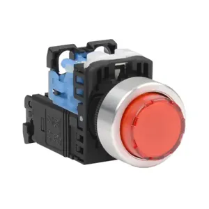 FUJI ELECTRIC AR22E0L-10L3RZA Pushbutton, 22mm, Momentary, LED Illuminated, 1 N.O. Contact, Plastic Base, Metal Bezel | CV6VBW