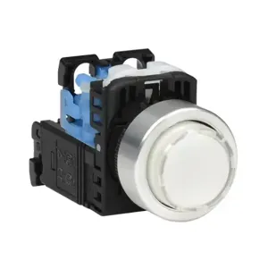 FUJI ELECTRIC AR22E0L-10L3WZA Pushbutton, 22mm, Momentary, LED Illuminated, 1 N.O. Contact, Plastic Base, Metal Bezel | CV6VBY