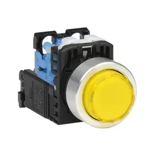 FUJI ELECTRIC AR22E0L-10L3YZA Pushbutton, 22mm, Momentary, LED Illuminated, 1 N.O. Contact, Plastic Base, Metal Bezel | CV6VBZ