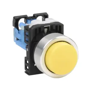 FUJI ELECTRIC AR22E0R-10YZA Pushbutton, 22mm, Momentary, 1 N.O. Contact, Plastic Base, Metal Bezel, Yellow, Extended | CV6VCF