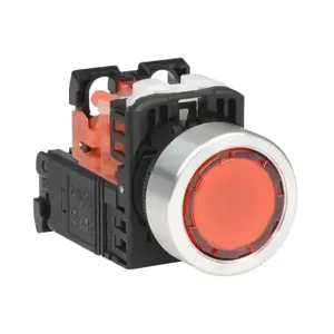 FUJI ELECTRIC AR22F0L-01L3RZA Pushbutton, 22mm, Momentary, LED Illuminated, 1 N.C. Contact, Plastic Base, Metal Bezel | CV6VCH