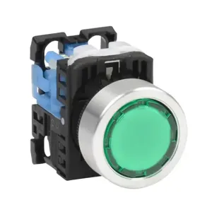 FUJI ELECTRIC AR22F0L-10E3GZA Pushbutton, 22mm, Momentary, LED Illuminated, 1 N.O. Contact, Plastic Base, Metal Bezel | CV6VCJ