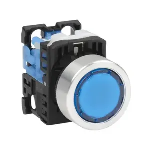 FUJI ELECTRIC AR22F0L-10E3SZA Pushbutton, 22mm, Momentary, LED Illuminated, 1 N.O. Contact, Plastic Base, Metal Bezel | CV6VCK