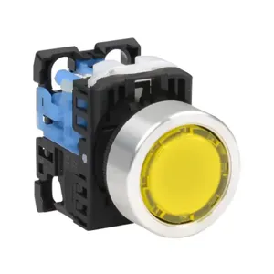 FUJI ELECTRIC AR22F0L-10E3YZA Pushbutton, 22mm, Momentary, LED Illuminated, 1 N.O. Contact, Plastic Base, Metal Bezel | CV6VCM