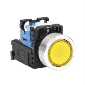 FUJI ELECTRIC AR22F0L-10L3YZA Pushbutton, 22mm, Momentary, LED Illuminated, 1 N.O. Contact, Plastic Base, Metal Bezel | CV6VCR