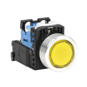 FUJI ELECTRIC AR22F0L-10L3YZA Pushbutton, 22mm, Momentary, LED Illuminated, 1 N.O. Contact, Plastic Base, Metal Bezel | CV6VCR