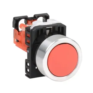 FUJI ELECTRIC AR22F0R-01RZA Pushbutton, 22mm, Momentary, 1 N.C. Contact, Plastic Base, Metal Bezel, Red, Flush, 30mm | CV6VCT