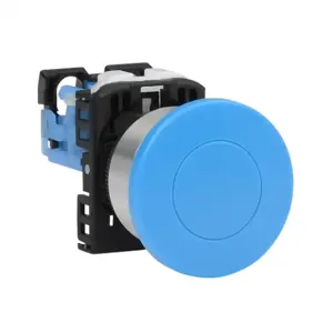 FUJI ELECTRIC AR22M0R-10SZA Pushbutton, 22mm, Momentary, 1 N.O. Contact, Plastic Base, Metal Bezel, Blue, Mushroom | CV6VDT