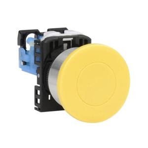 FUJI ELECTRIC AR22M0R-10YZA Pushbutton, 22mm, Momentary, 1 N.O. Contact, Plastic Base, Metal Bezel, Yellow, Mushroom | CV6VDV