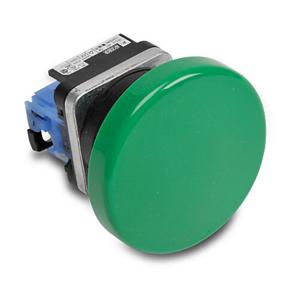 FUJI ELECTRIC AR30B0R-10G Pushbutton, 30mm, Momentary, 1 N.O. Contact, Metal Base, Metal Bezel, Green, Mushroom | CV6VEP