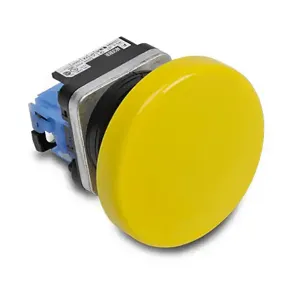 FUJI ELECTRIC AR30B0R-10Y Pushbutton, 30mm, Momentary, 1 N.O. Contact, Metal Base, Metal Bezel, Yellow, Mushroom | CV6VEQ