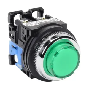 FUJI ELECTRIC AR30E0L-10E3GZC Pushbutton, 30mm, Momentary, LED Illuminated, 1 N.O. Contact, Plastic Base, Metal Bezel | CV6VEZ