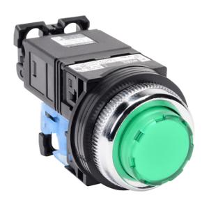 FUJI ELECTRIC AR30E0L-10L3GZC Pushbutton, 30mm, Momentary, LED Illuminated, 1 N.O. Contact, Plastic Base, Metal Bezel | CV6VFF