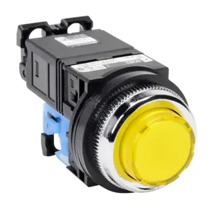 FUJI ELECTRIC AR30E0L-10L3YZC Pushbutton, 30mm, Momentary, LED Illuminated, 1 N.O. Contact, Plastic Base, Metal Bezel | CV6VFK