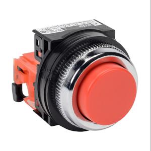 FUJI ELECTRIC AR30E0R-01RZC Pushbutton, 30mm, Momentary, 1 N.C. Contact, Plastic Base, Metal Bezel, Red, Extended | CV6VFL