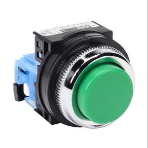 FUJI ELECTRIC AR30E0R-10GZC Pushbutton, 30mm, Momentary, 1 N.O. Contact, Plastic Base, Metal Bezel, Green, Extended | CV6VFN