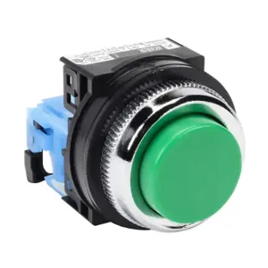 FUJI ELECTRIC AR30E0R-10GZC Pushbutton, 30mm, Momentary, 1 N.O. Contact, Plastic Base, Metal Bezel, Green, Extended | CV6VFN