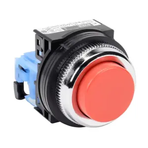 FUJI ELECTRIC AR30E0R-10RZC Pushbutton, 30mm, Momentary, 1 N.O. Contact, Plastic Base, Metal Bezel, Red, Extended | CV6VFP