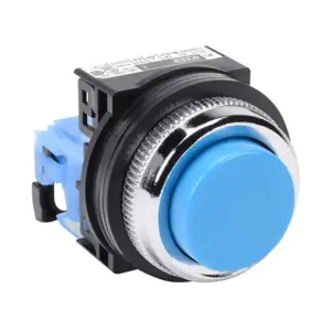 FUJI ELECTRIC AR30E0R-10SZC Pushbutton, 30mm, Momentary, 1 N.O. Contact, Plastic Base, Metal Bezel, Blue, Extended | CV6VFQ