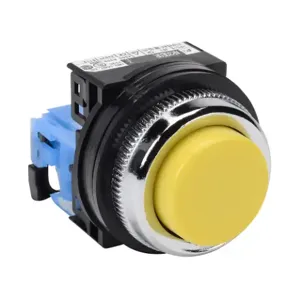 FUJI ELECTRIC AR30E0R-10YZC Pushbutton, 30mm, Momentary, 1 N.O. Contact, Plastic Base, Metal Bezel, Yellow, Extended | CV6VFT