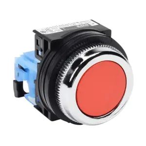 FUJI ELECTRIC AR30F0R-10RZC Pushbutton, 30mm, Momentary, 1 N.O. Contact, Plastic Base, Metal Bezel, Red, Flush, 35mm | CV6VFX