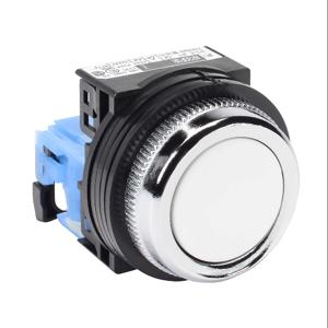 FUJI ELECTRIC AR30F0R-10WZC Pushbutton, 30mm, Momentary, 1 N.O. Contact, Plastic Base, Metal Bezel, White, Flush | CV6VFZ