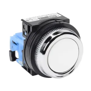 FUJI ELECTRIC AR30F0R-10WZC Pushbutton, 30mm, Momentary, 1 N.O. Contact, Plastic Base, Metal Bezel, White, Flush | CV6VFZ