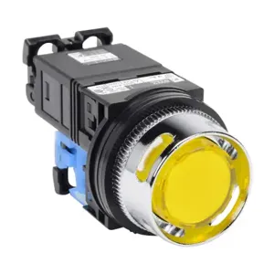 FUJI ELECTRIC AR30G2L-10L3YZC Pushbutton, 30mm, Momentary, LED Illuminated, 1 N.O. Contact, Plastic Base, Metal Bezel | CV6VGQ