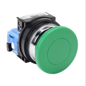 FUJI ELECTRIC AR30M0R-10GZC Pushbutton, 30mm, Momentary, 1 N.O. Contact, Plastic Base, Metal Bezel, Green, Mushroom | CV6VGU