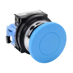 FUJI ELECTRIC AR30M0R-10SZC Pushbutton, 30mm, Momentary, 1 N.O. Contact, Plastic Base, Metal Bezel, Blue, Mushroom | CV6VGW