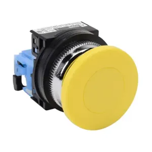 FUJI ELECTRIC AR30M0R-10YZC Pushbutton, 30mm, Momentary, 1 N.O. Contact, Plastic Base, Metal Bezel, Yellow, Mushroom | CV6VGY